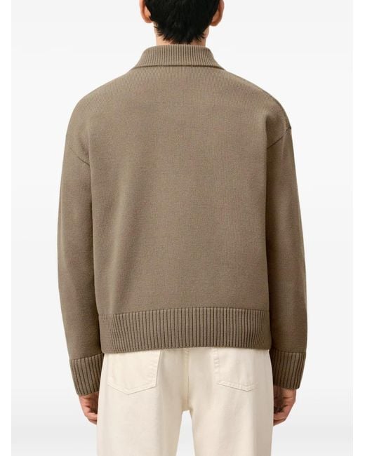 AMI Brown Ami De Coeur-Intarsia Button Cardigan