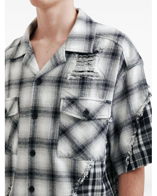 FIVE CM Gray Check Patch Shirt for men