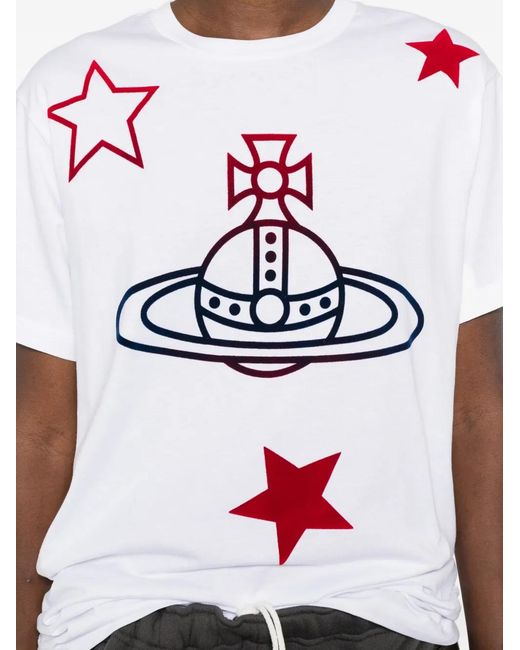 Vivienne Westwood White Orb And Stars Classic Cotton T-Shirt
