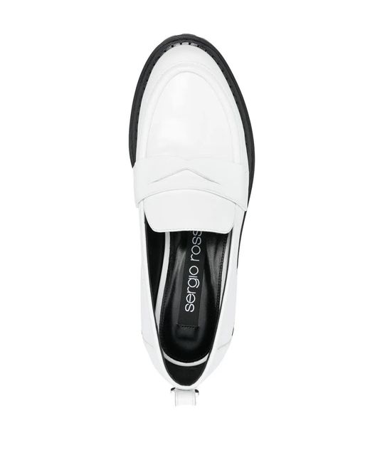 Sergio Rossi White Joan Slip-On Style Loafers