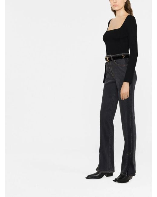 Alexander McQueen Blue Logo-Patch Bootcut Jeans