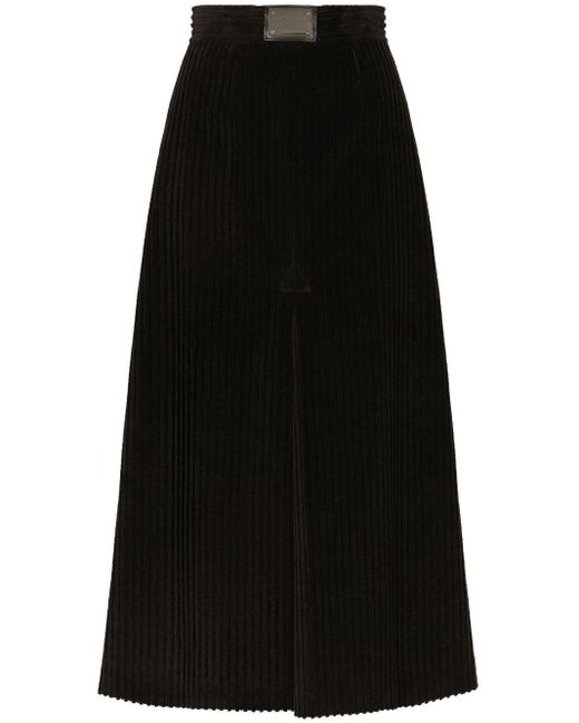 Dolce & Gabbana Logo-plaque High-waisted Skirt in het Black