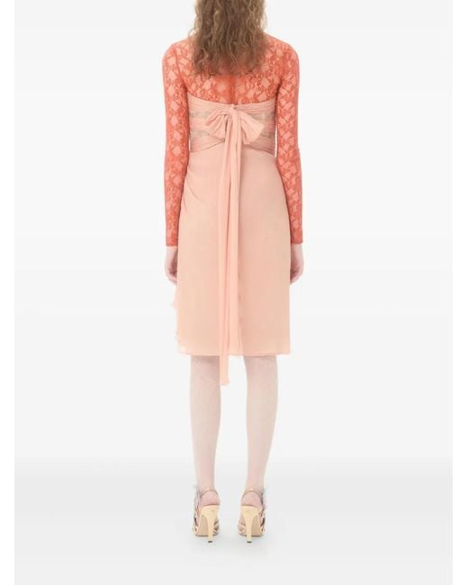 Valentino Garavani Pink Lace-Embellishment Midi Dress