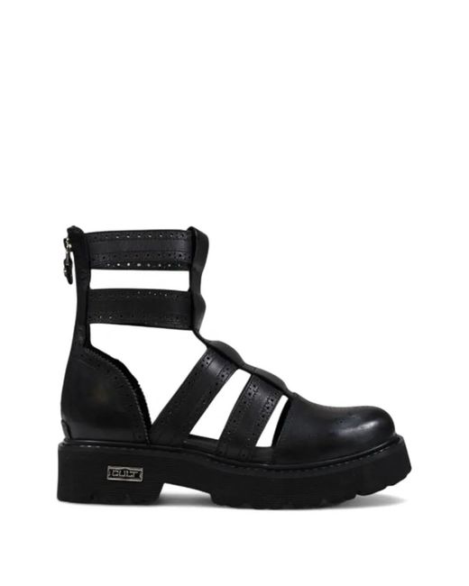 Cult Black Brogue-Detail Platform Sandals