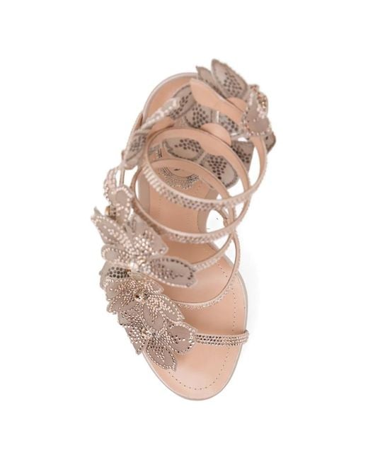 Rene Caovilla White 130Mm Crystal-Embellished Floral Sandals