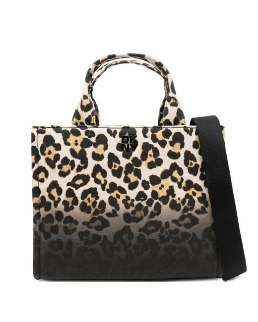 DKNY Black Leopard-Print Tote Bag