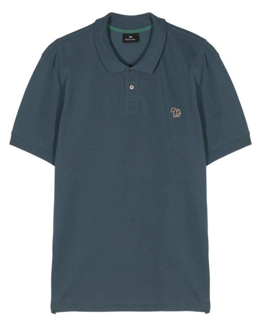PS by Paul Smith Blue Zebra-motif Polo Shirt for men