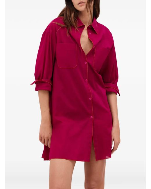 Eres Pink Lighthouse Contrast-Trimmed Shirt