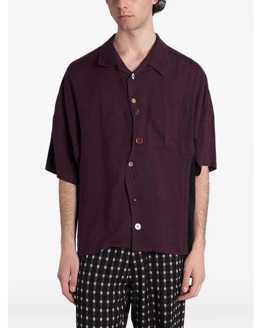 Undercover Purple Chemise À Boutons Dépareillés Et Empiècements for men