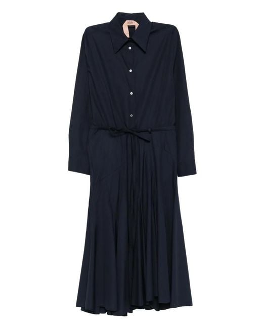 N°21 Blue Button-Down Flared Midi Dress