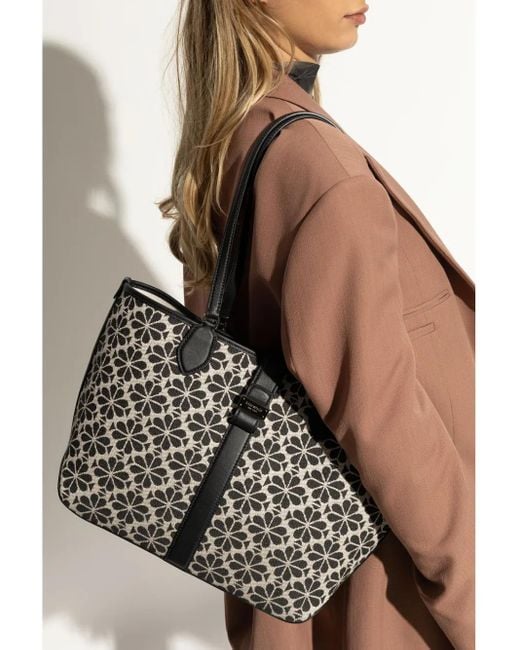 Kate Spade Black Spade Flower Jacquard Medium Open Tote