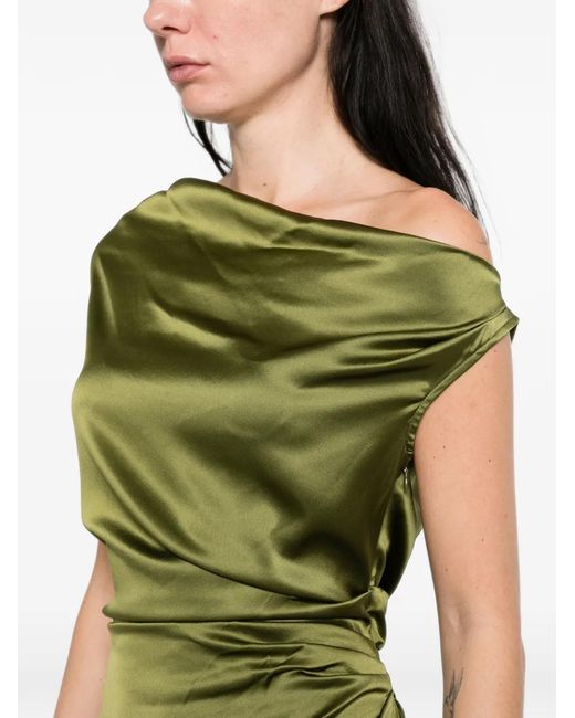 Staud Green Phare Off-Shoulder Draped Dress