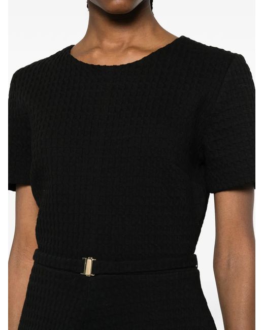 Marc Cain Black Belted Textured Mini Dress
