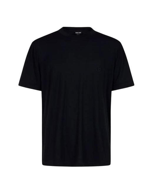 Giorgio Armani Black Ga Logo-Embroidered T-Shirt for men