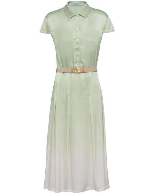 Prada Green Gradient-Effect Midi Dress