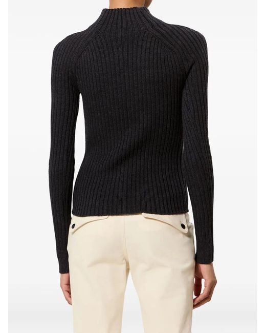 Isabel Marant Black Virginia Ribbed-Knit Mock-Neck Sweater