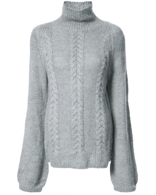 Voz Gray Cable-Knit Turtleneck Jumper