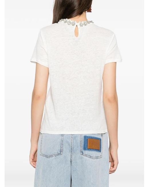 Zimmermann White Crystal-Embellished T-Shirt
