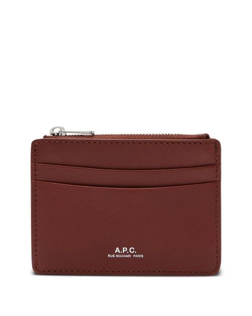 A.P.C. Purple Zip-Top Cardholder for men