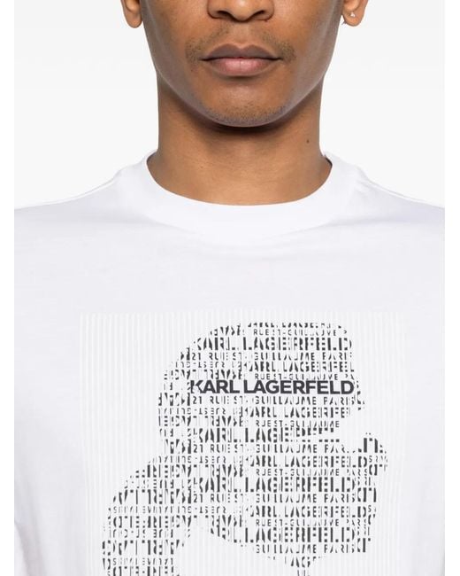 Karl Lagerfeld White Graphic Print T-Shirt for men
