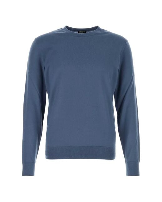 Zegna Blue Wool Sweater for men