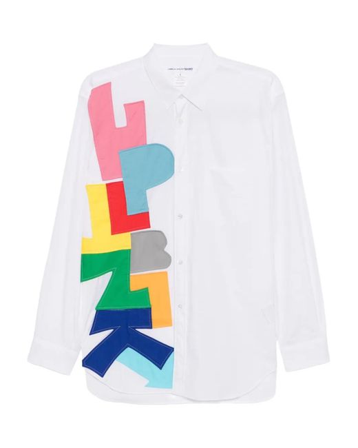Comme des Garçons White Graphic Patched Shirt for men