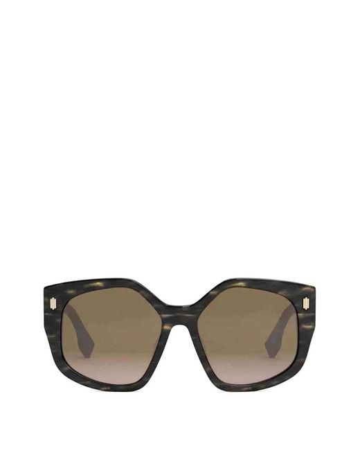 Fendi Gray Geometric-Frame Sunglasses