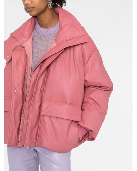 Stella McCartney Pink Faux-leather Puffer Jacket