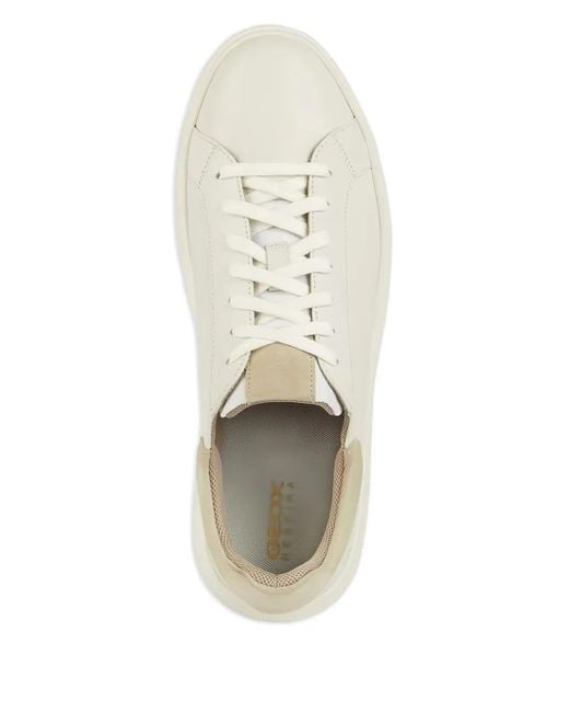 Geox White Deiven Leather Panelled Sneakers for men