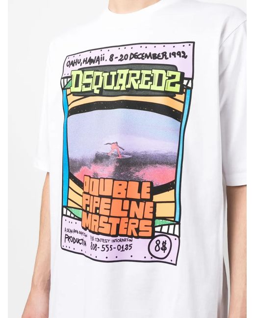 DSquared² Double Pipeline White T Shirt for men