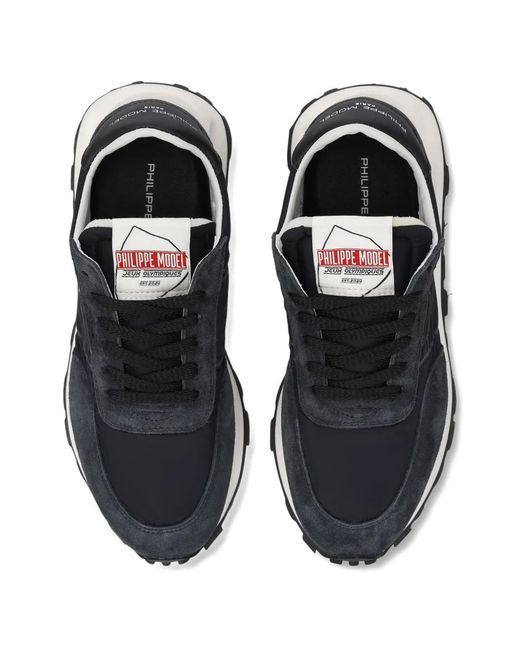 Philippe Model Black Panelled Running Sneakers