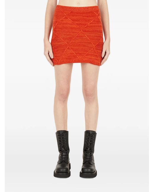 Wynn Hamlyn Red Knitted Mosaic Skirt