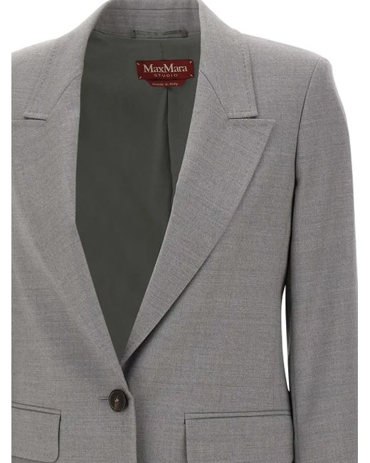 Max Mara Gray Bolsena Single-Breasted Blazer