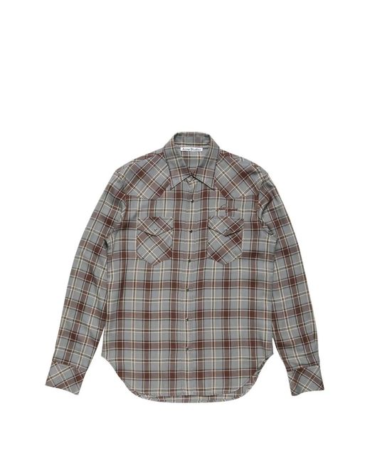 Acne Gray Check Western Shirt for men
