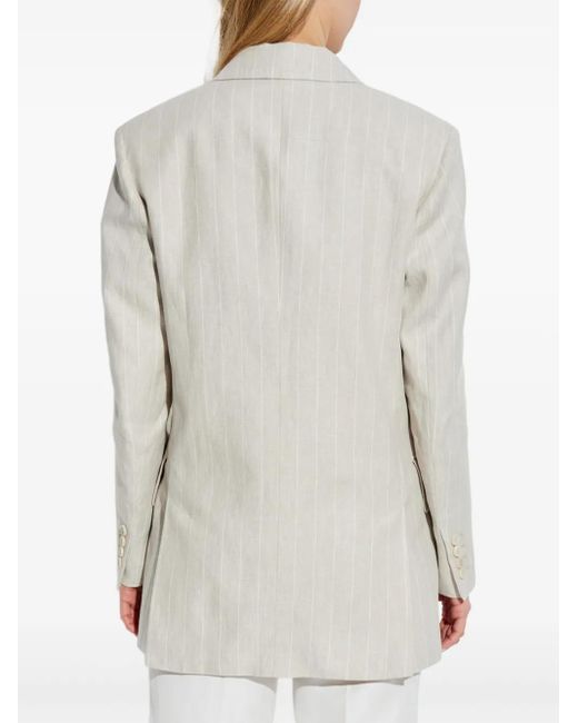 Max Mara White Doppelreihiger Gerla Blazer Mit Nadelstreifen