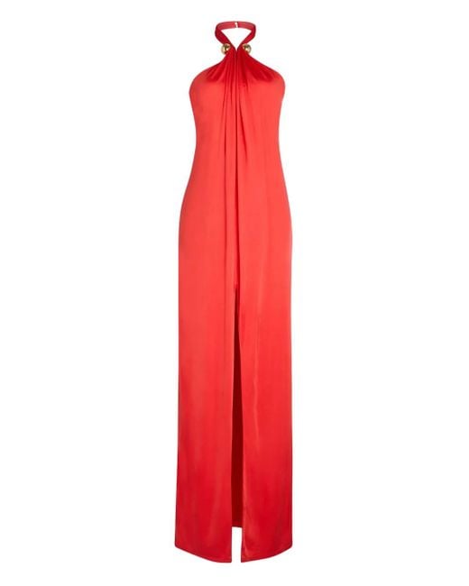 retroféte Becs Maxi-Jurk Met Halternek in het Red