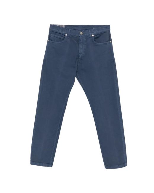 Eleventy Blue Five-Pocket Straight-Leg Trousers for men