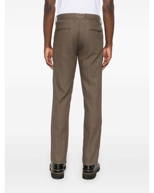 Incotex Gray Logo-embroidered Trousers for men