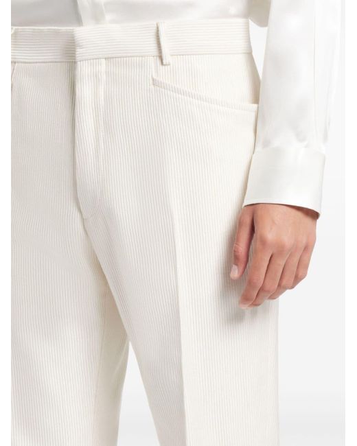 Tom Ford White Corduroy Tailored Trousers for men