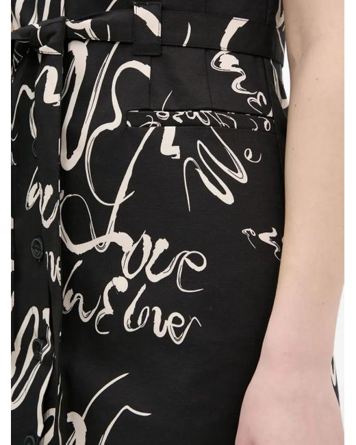 Desigual Black Script-Print Shirt Mini Dress