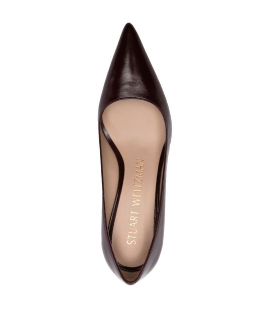 Stuart Weitzman Brown Pointed-toe 75mm Leather Pumps