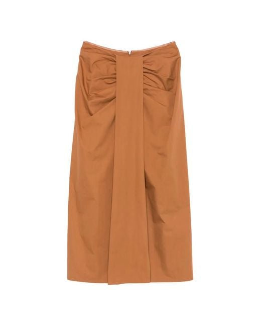 ..,merci Brown Gathered Midi Skirt