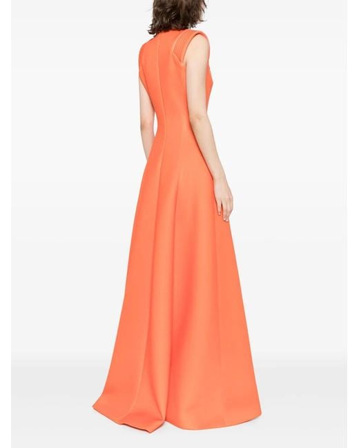 Saiid Kobeisy Orange Robe Longue À Fleurs
