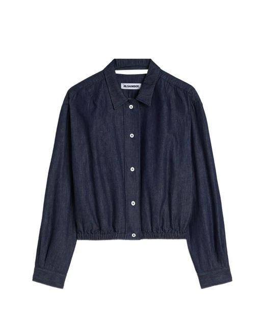 Jil Sander Blue Elasticated-Hem Cotton Jacket