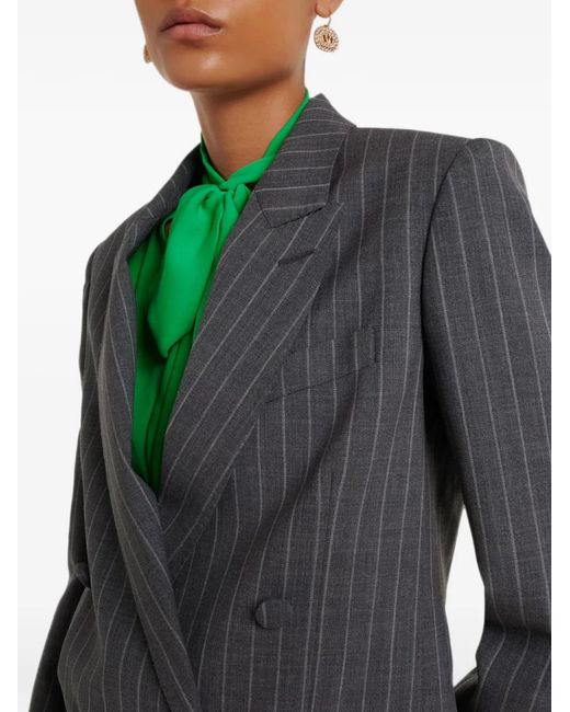 Valentino Garavani Gray Pinstriped Double-Breasted Jacket