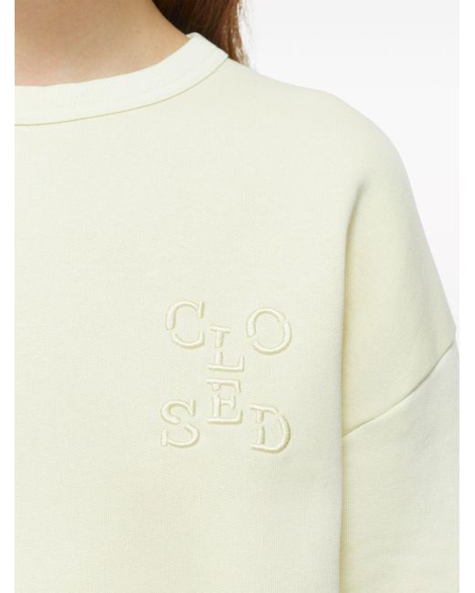 Closed Sweater Met Geborduurd Logo in het White