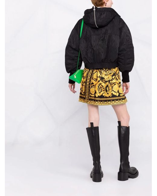 Versace Black High-Rise-Minirock Barocco Aus Seide