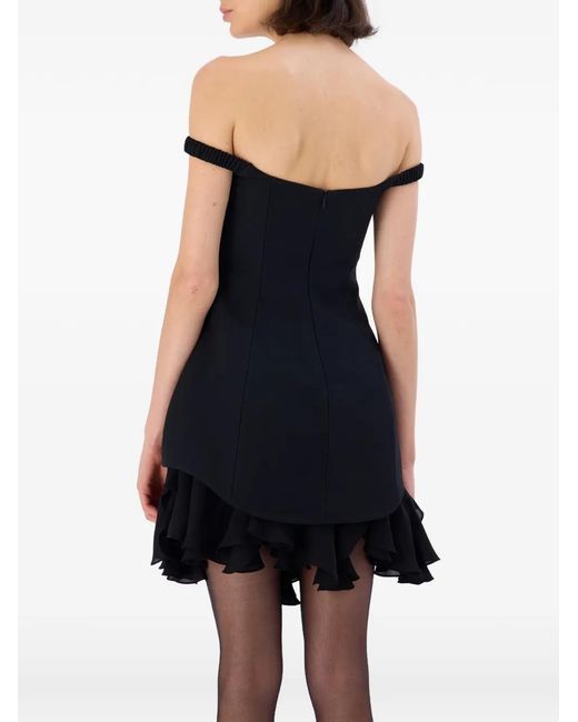 Occleus Black Lavinia Off-Shoulder Ruffled Mini Dress
