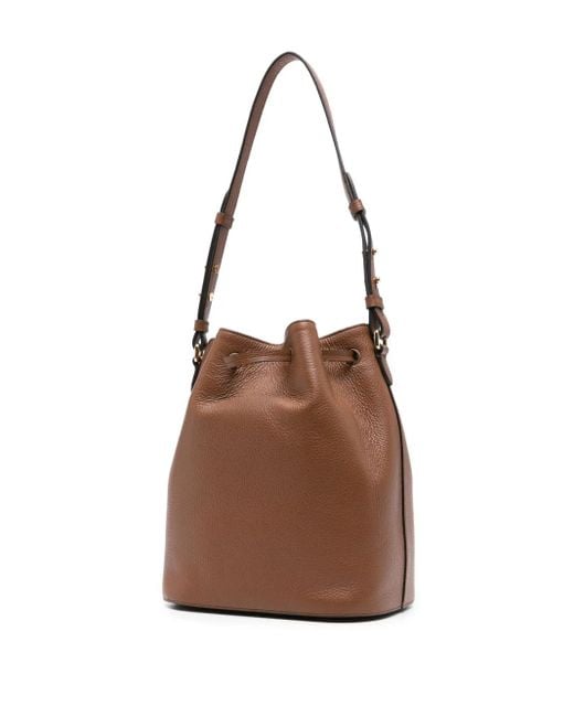 Bally Brown Drawstring Leather Bucket Bag