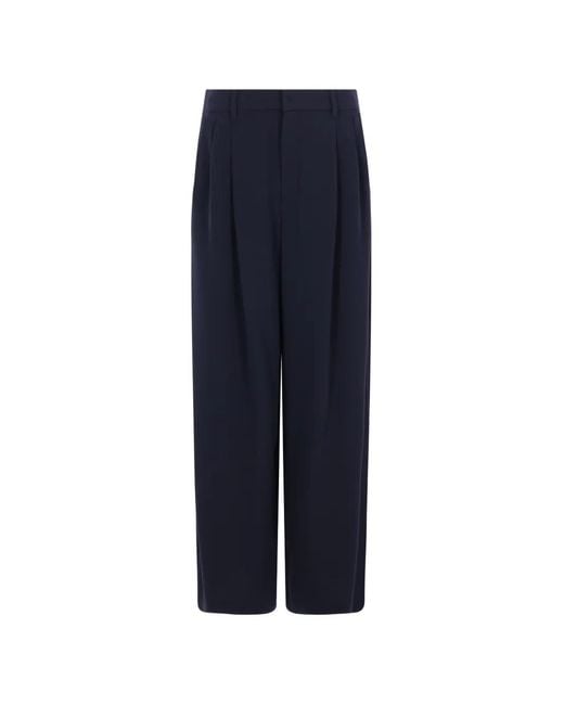 Max Mara Blue Pleated Wide-Leg Trousers